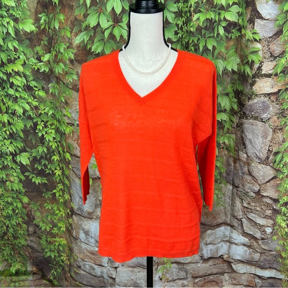 360SWEATER Orange Textured Cashmere Sweater, S - Picture 2 of 11